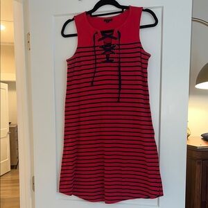 Talbots Striped Lace-Up Dress